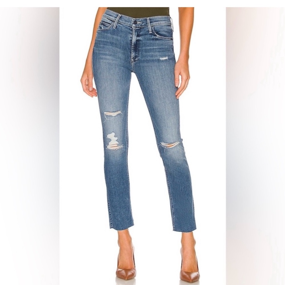MOTHER The Mid Rise Dazzler Ankle Fray Jeans Wash: Weekend Warrior Size 24